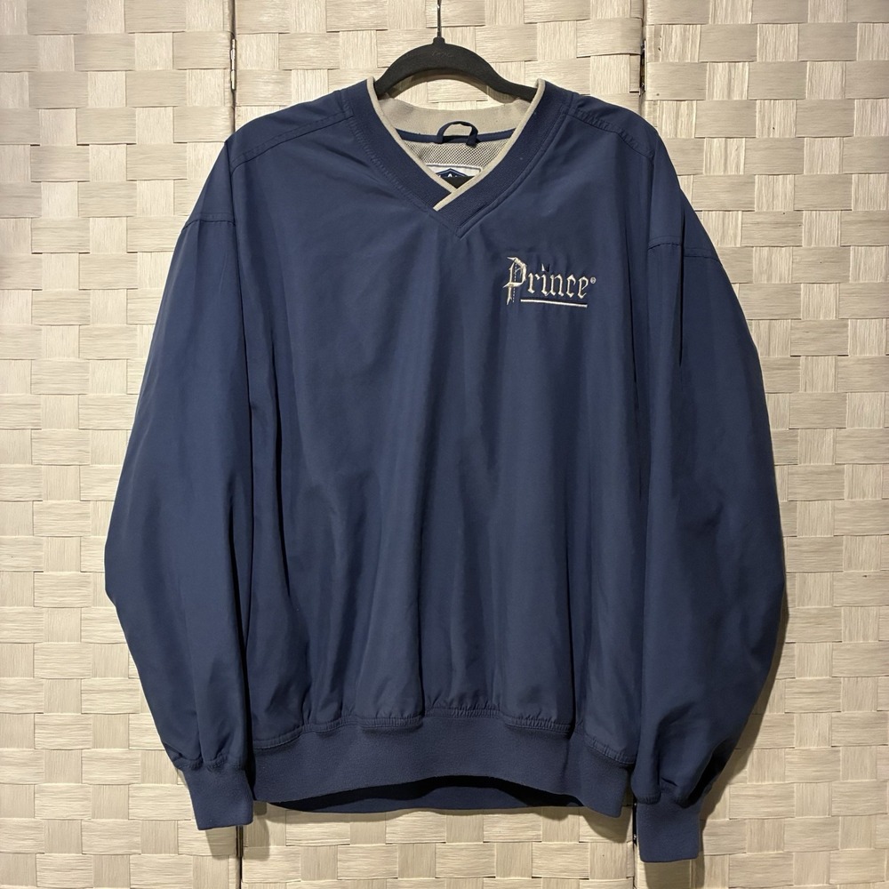 Prince Tennis V-Neck Pullover Windbreaker Jacket Blue Mens Small LAL RN 82879